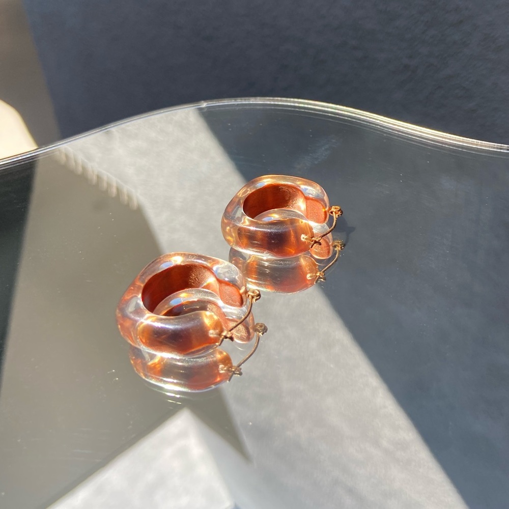 Lucite Hoop Earrings in 14k Gold Inclusion